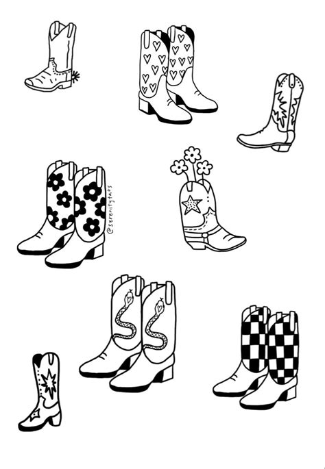 cowboy boots tattoo flash sheet | Small tattoos, Cute tattoos, Cowboy ...