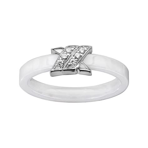 Bague Argent 925 Femme Anneau Céramique Blanche Croisillons Zirconium