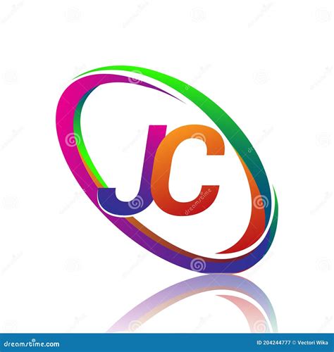 Design De Logotipo De Letra Jc Para Nome De Empresa Swoosh Colorido