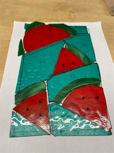 Digital Stained Glass Pattern Watermelon Fruit Panel Etsy