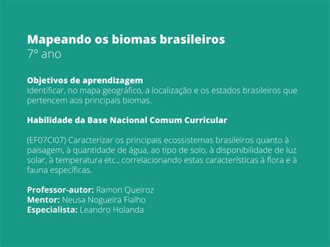 Plano De Aula Ano Ci Ncias Mapeando Os Biomas Brasileiros The