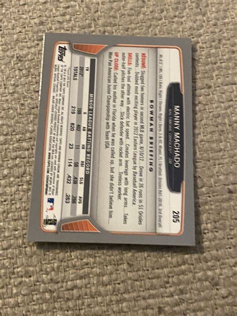 Manny Machado Bowman Chrome Rookie Ebay