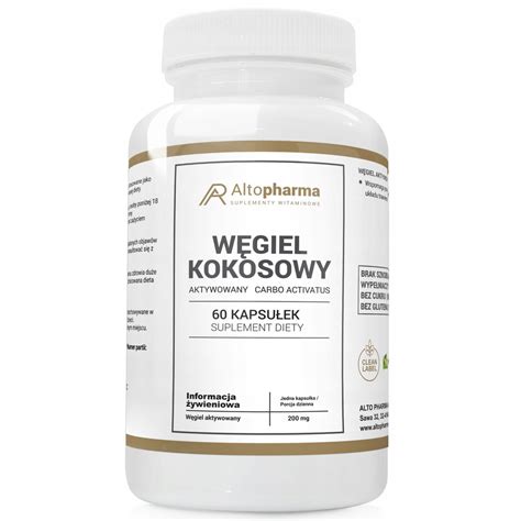 Węgiel Kokosowy 200mg Aktywny Aktywowany Wege 60k 13689336301