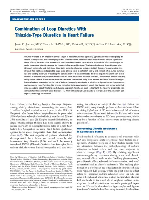 Pdf Combination Of Loop Diuretics With Thiazide Type Diuretics In