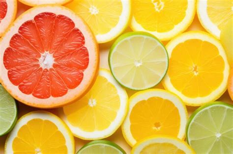 Premium Photo Top View Of Citrus Fruit Slices Arranged On A