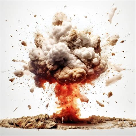 Premium AI Image | Atomic bomb mushroom cloud explosion on white background