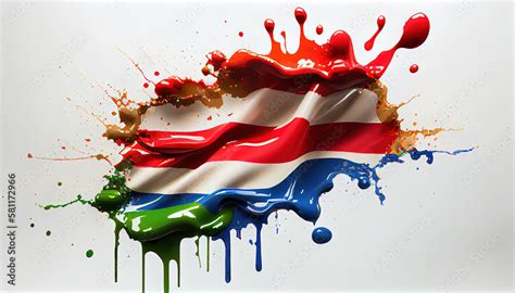 Liquid Paint Colors Of Costa Rica Flag Dripping And Explosion Abstract