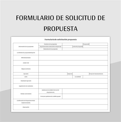 Plantilla De Excel Formulario De Solicitud De Propuesta Y Hoja De