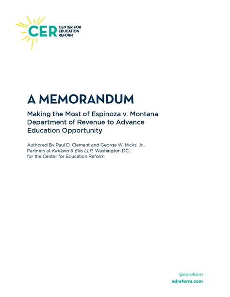 A Memorandum: Making the Most of Espinoza v. Montana Department of