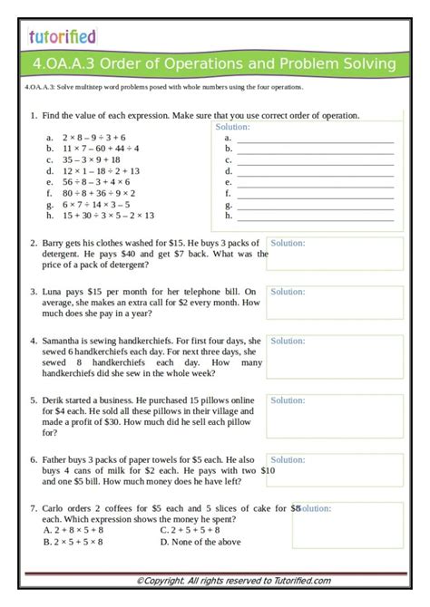 4th Grade Common Core Math Worksheets