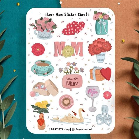 Love Mom Sticker Sheet Planner Stickers Mothers Day Stickers Journal