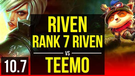 Riven Vs Teemo Top 2 0m Mastery Points Rank 7 Riven 500 Games