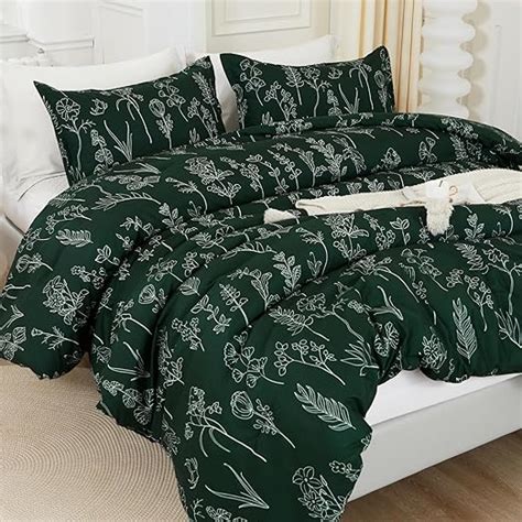 Litanika Dark Emerald Green Full Comforter Set 3 Pieces