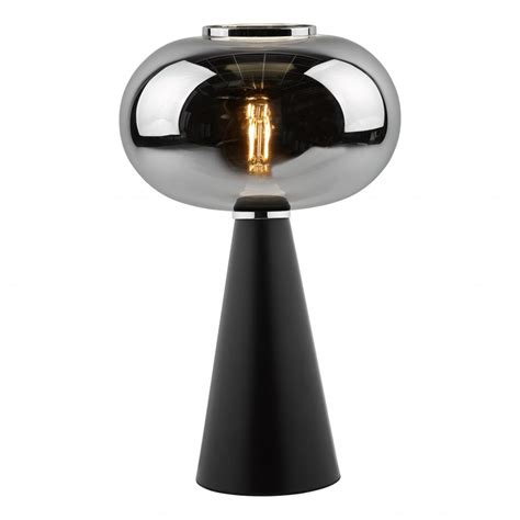 Black Table Lamp With Smoked Glass Bespoke Lights Uk