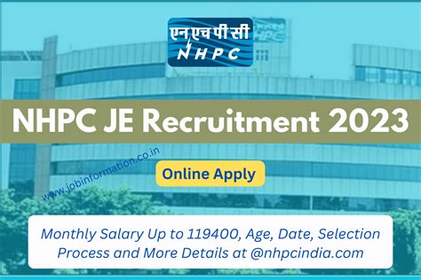 NHPC JE Recruitment 2023 Monthly Salary Up To 119400 Age Date