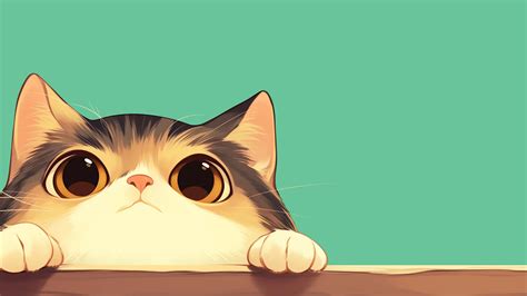 Cute Cat Peeking Over Edge Desktop Wallpaper - Cat Wallpaper 4K