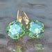 Limited Peridot Glacier Blue Cushion Earring Swarovski Crystal