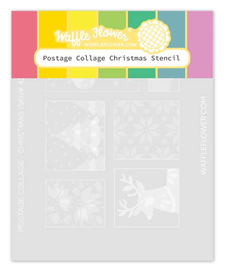 Waffle Flower Postage Collage Christmas Stencil 780348650203