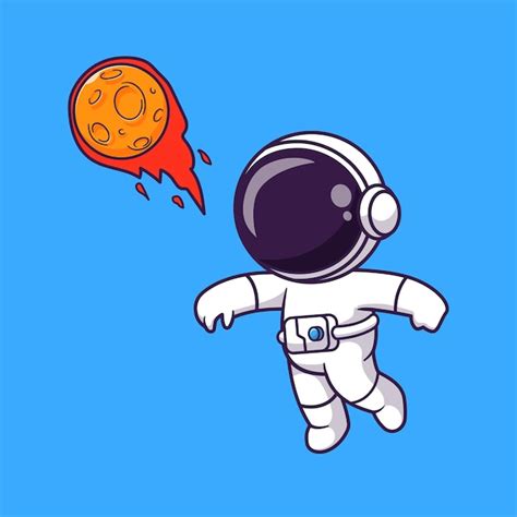 Free Vector Cute Astronaut Playing Moon Volley Ball Cartoon Vector