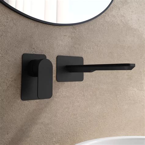 Miscelatore Lavabo A Muro Canna 20 Cm Nero Opaco Fusion