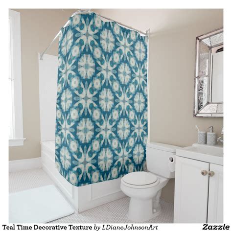 Teal Time Decorative Texture Shower Curtain Custom