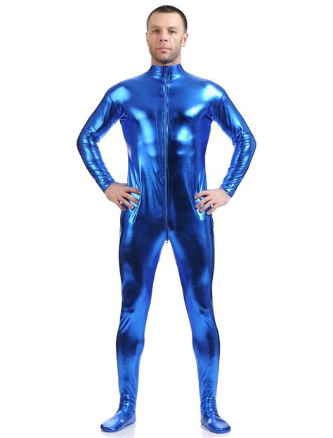 Faschingskost M Royal Blau Gl Nzend Metallisch Cosplay Zentai Anzug F R