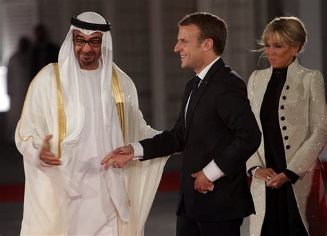 Abu Dhabi Crown Prince Sheikh Mohammed Bin Zayed Al Nahyan Welcomes French President As He