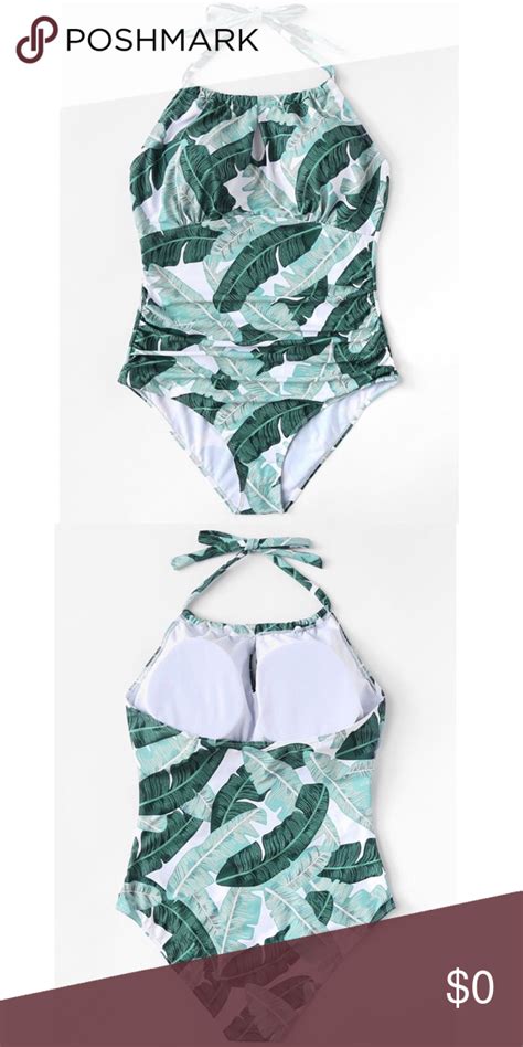 Nwt Tropical Leaf Print Swimsuit Leaf Print Swimsuit Tropical Leaf