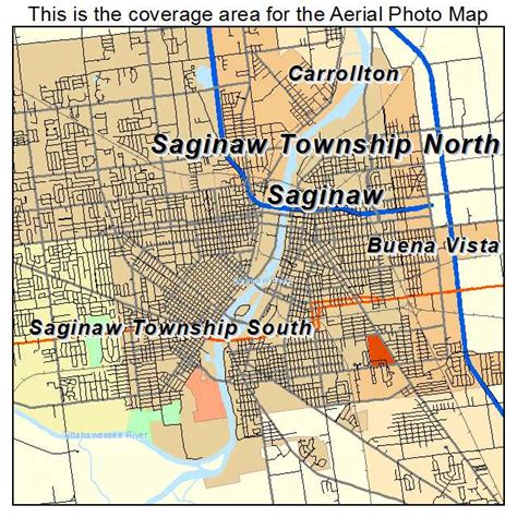 Aerial Photography Map of Saginaw, MI Michigan