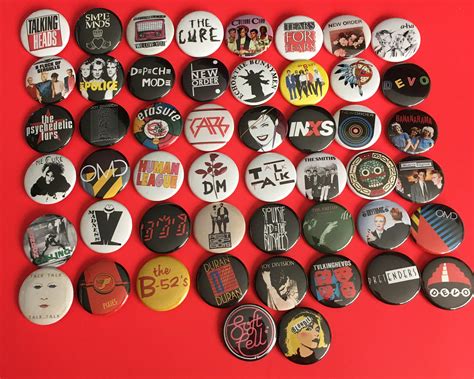 Lot Buttons S New Wave Rock Post Punk Etsy