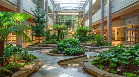 Premium Photo Hospital Atrium Filled With Healing Gardens And