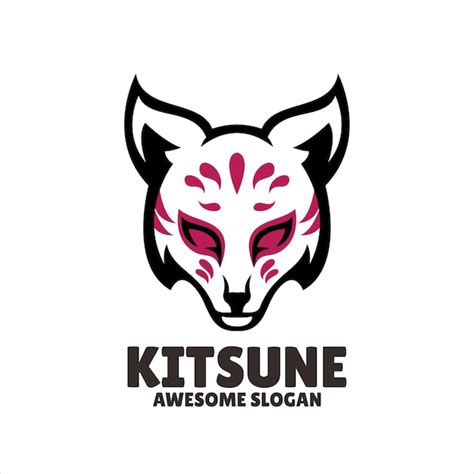 Illustration De Conception De Logo De Mascotte Simple Kitsune Vecteur