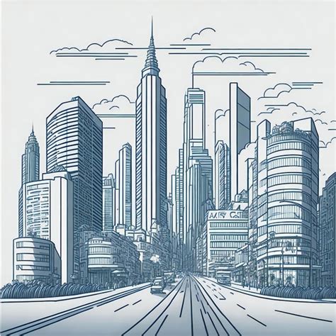 Calle de la ciudad moderna con rascacielos y carreteras ilustración