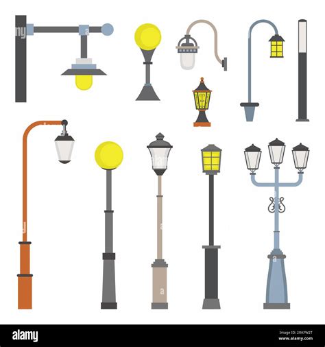 Street light object in flat style set element Stock Vector Image & Art - Alamy