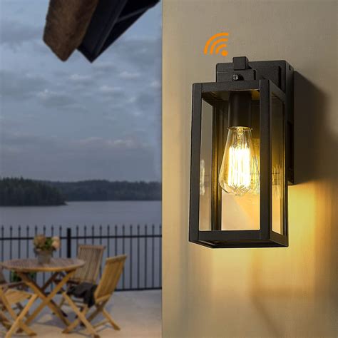 Dusk To Dawn Black Outdoor Light With Built In GFCI Outlet Exterior