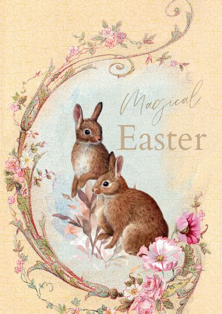 Free Printable Vintage Easter Bunny Art Easter Prints Vintage Easter