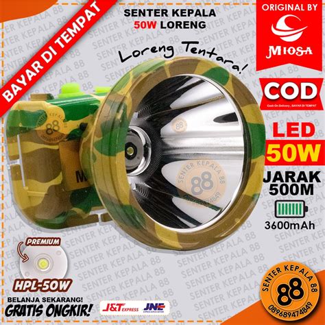 Jual Senter Kepala Headlamp Loreng Cas Led Tahan Lama Mancing Berburu