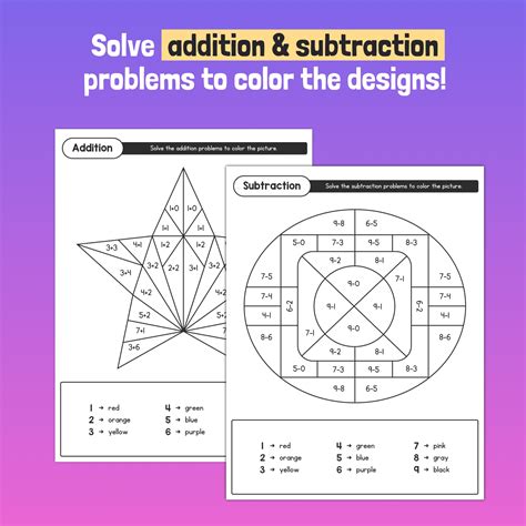 Addition And Subtraction Coloring Pages Single Digit Math Coloring