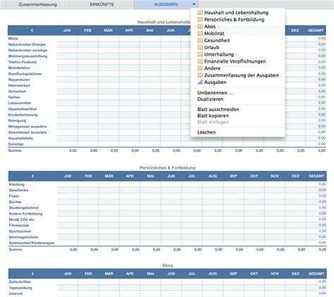 Haushaltsbuch Numbersvorlagen De