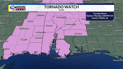 Weather Alert Tornado Watch Issued For Parts Of Our Area Wkrg News 5