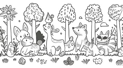 Una Linda Ilustraci N De Dibujos Animados De Un Bosque Con Un Conejo Un