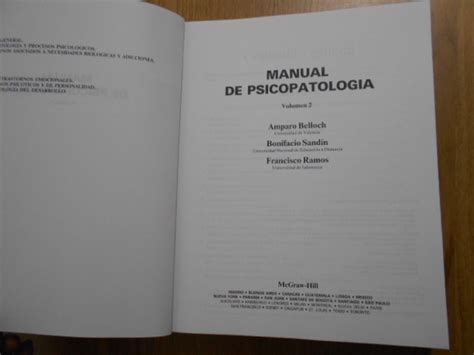 Manual De Psicopatolog A Volumen I Y Ii De Belloch Amparo Sand N