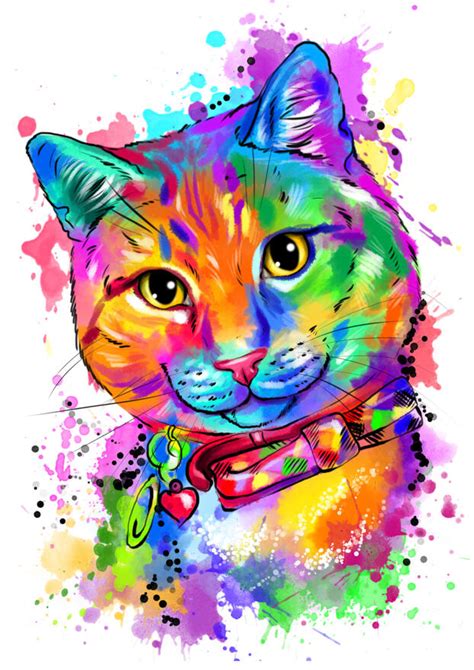 Watercolor Cat Drawing from Photos - 8x8 Poster Print