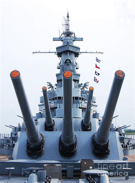 Uss Alabama Battleship Guns Tower And Flags Mobile Alabama Photograph