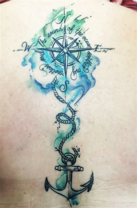 Watercolor Compass Rose And Anchor Tattoo Watercolor Compass Tattoo