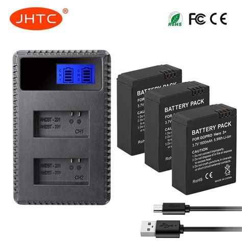 Jhtc Batterie Pour Gopro Hero 3 3 Hero2 Led Chargeur Usb À 3