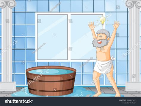 Happy Archimedes Bathtub Illustration Stock Vector Royalty Free