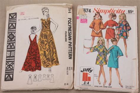 S Vintage Sewing Patterns Retro Dresses Caftans Skimpy Sun Outfit