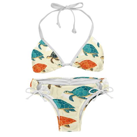 Turtle Seamless Detachable Sponge Adjustable Strap Bikini Set Pack
