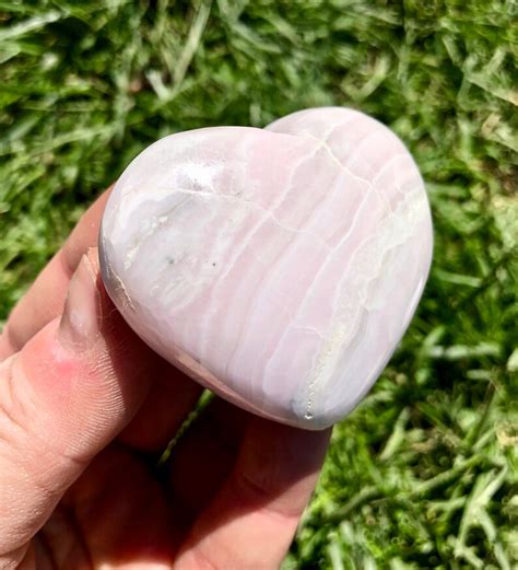 Mangano Calcite Heart Pink Calcite Heart Chakra Stones Etsy